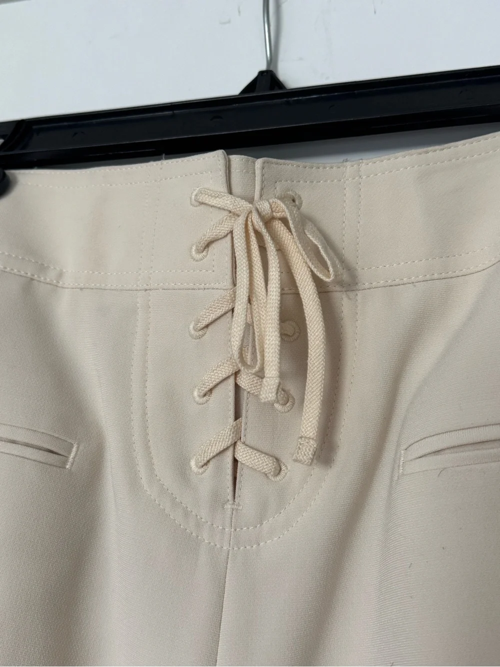 Tory Burch Beige Wide-Leg Sailor Button Trousers